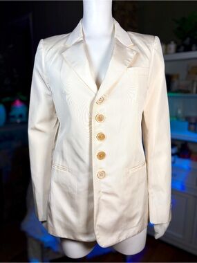 Catherine Malandrino Cream 5-Button Single Breasted Blazer Coat, Sz S/42